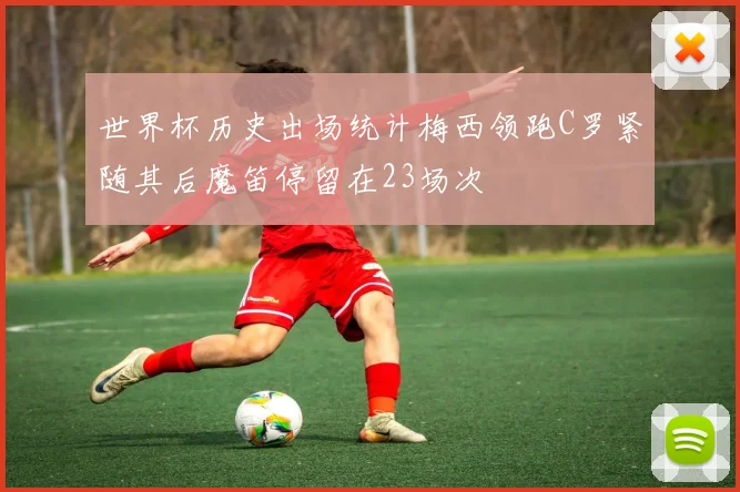 世界杯历史出场统计梅西领跑C罗紧随其后魔笛停留在23场次